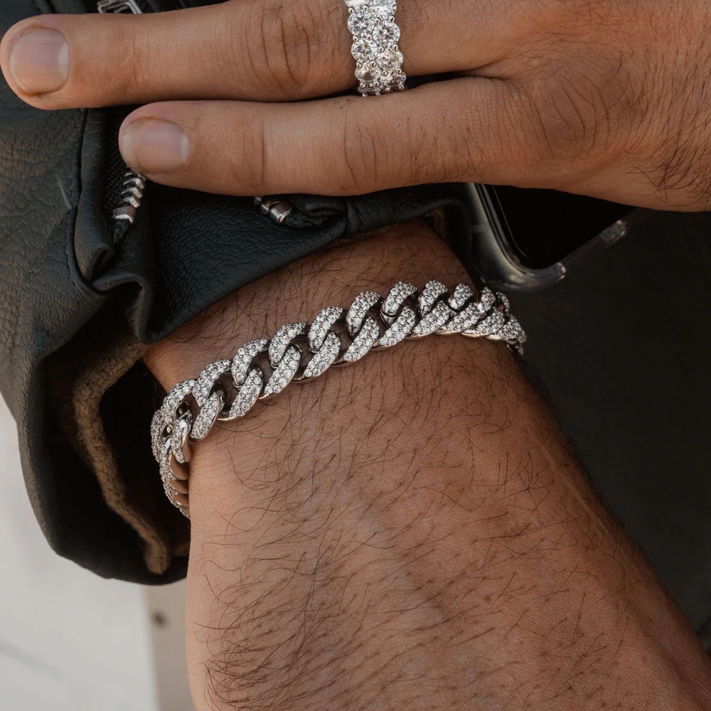 BRAND NEW SILVER DIAMOND CUBAN LINK BRACELET‼️